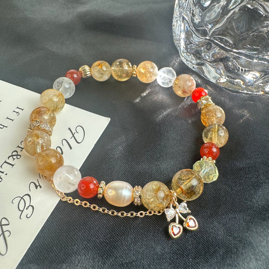 Pearl, Cherry & Citrine Bracelet