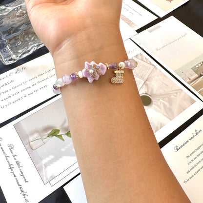 Purple Ceramic Christmas Tree Lavender Bracelet