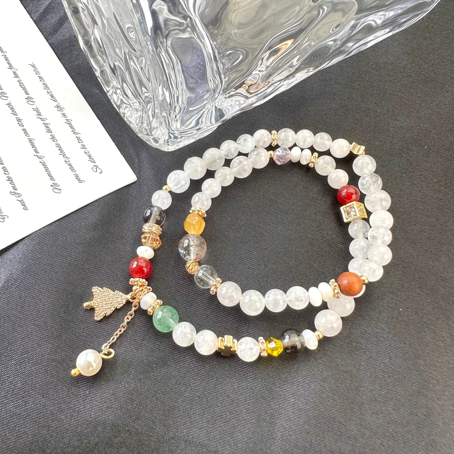 Rose Quartz & Red Agate Double Wrap Bracelet