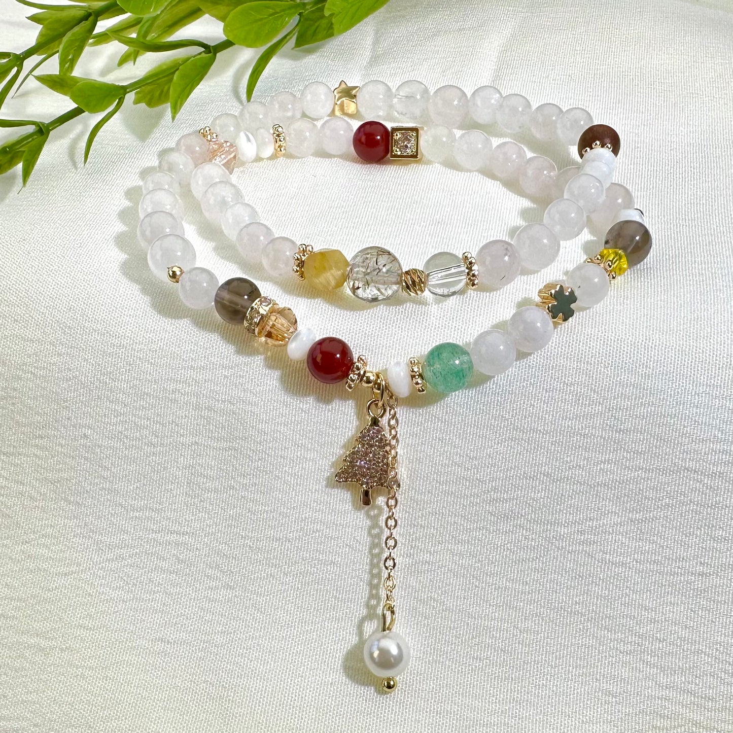 Rose Quartz & Red Agate Double Wrap Bracelet