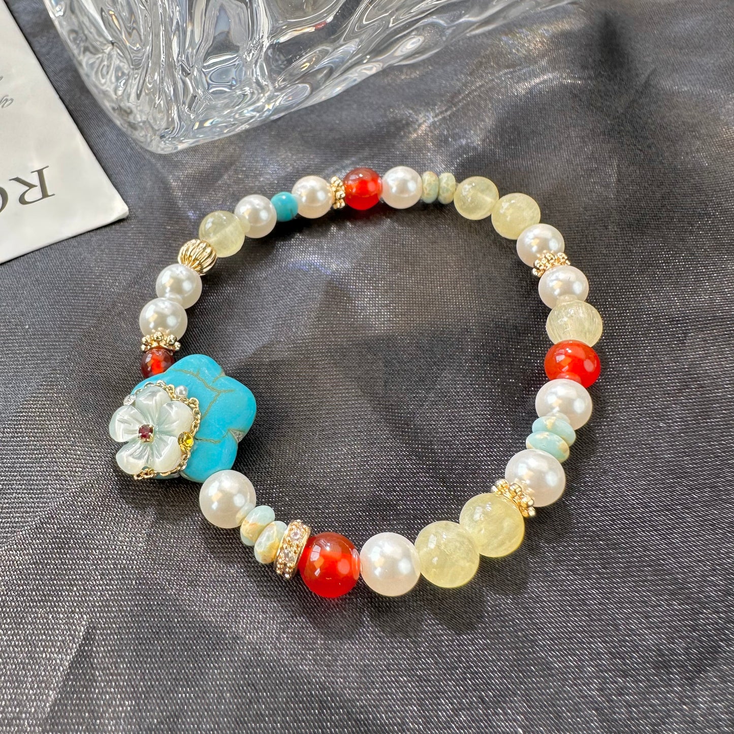 Red Agate Pearl Bracelet