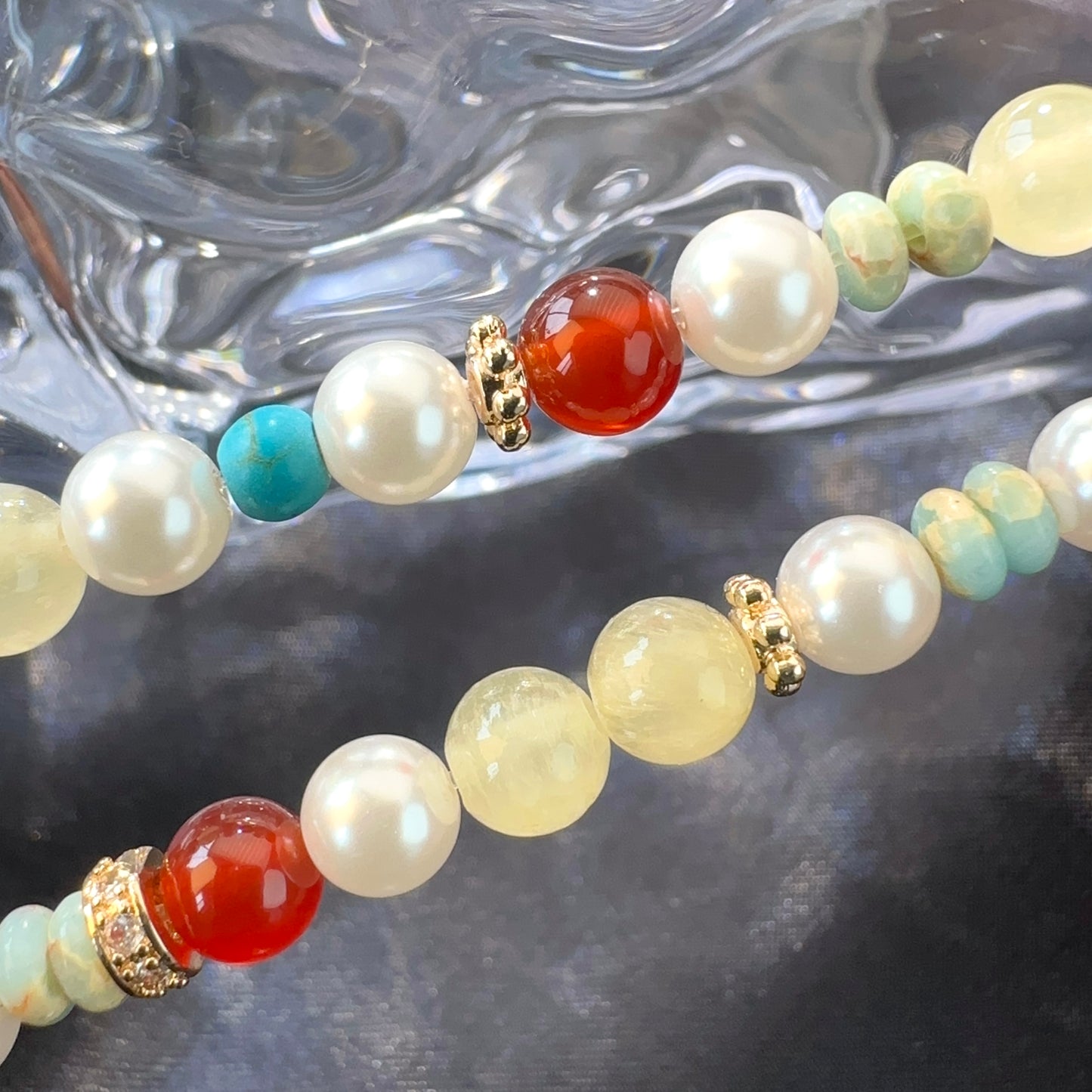 Red Agate Pearl Bracelet