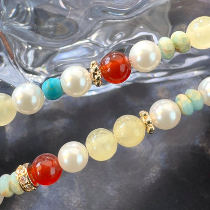 Red Agate Pearl Bracelet