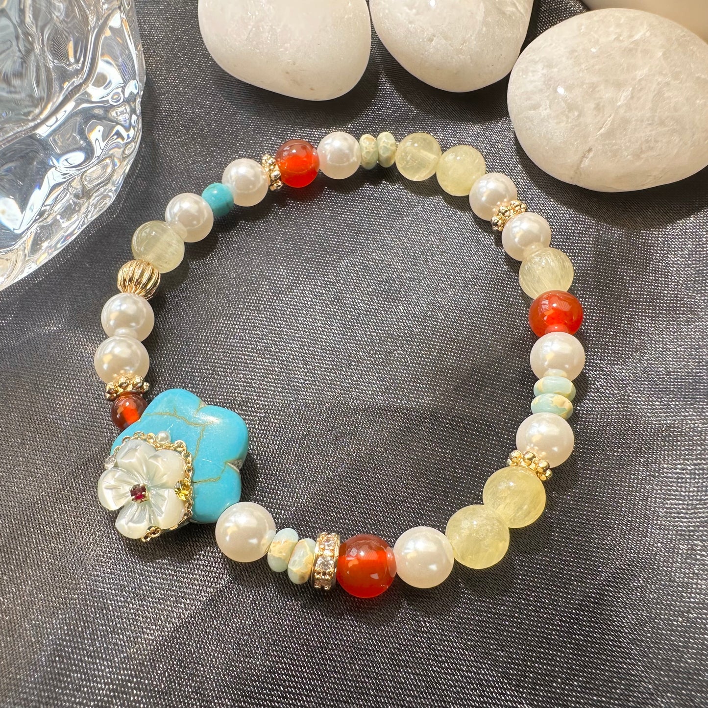 Red Agate Pearl Bracelet