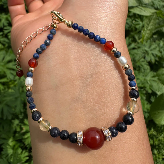 Kyanite & Red Agate Bracelet