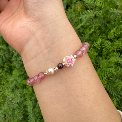 Rose Strawberry Quartz Bracelet