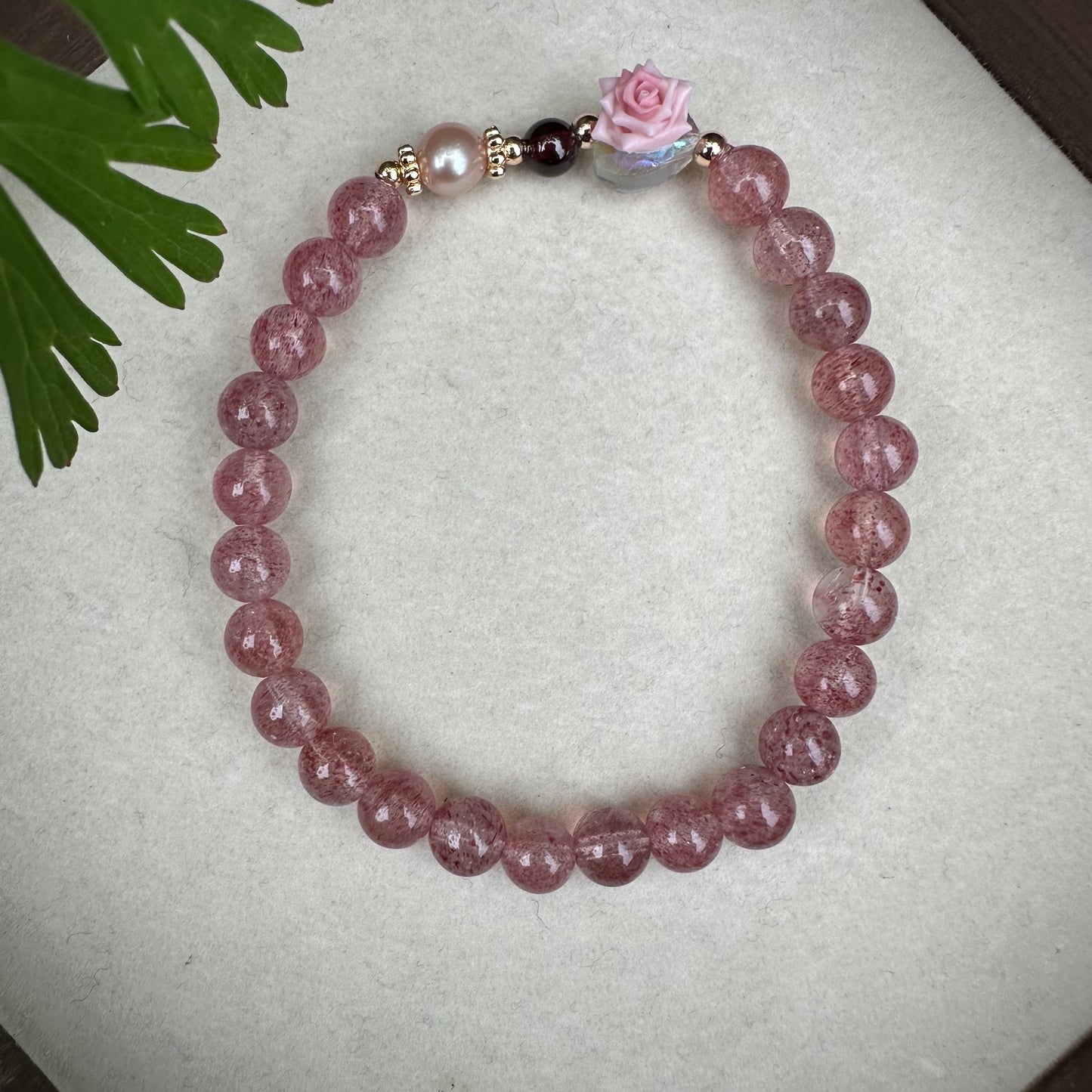 Rose Strawberry Quartz Bracelet