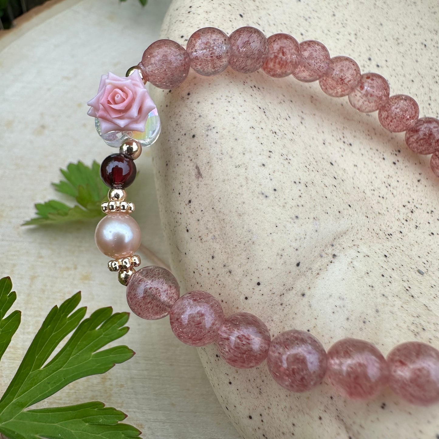 Rose Strawberry Quartz Bracelet