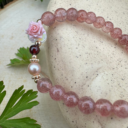 Rose Strawberry Quartz Bracelet