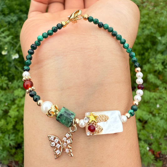 Natural Shell & Malachite Bracelet