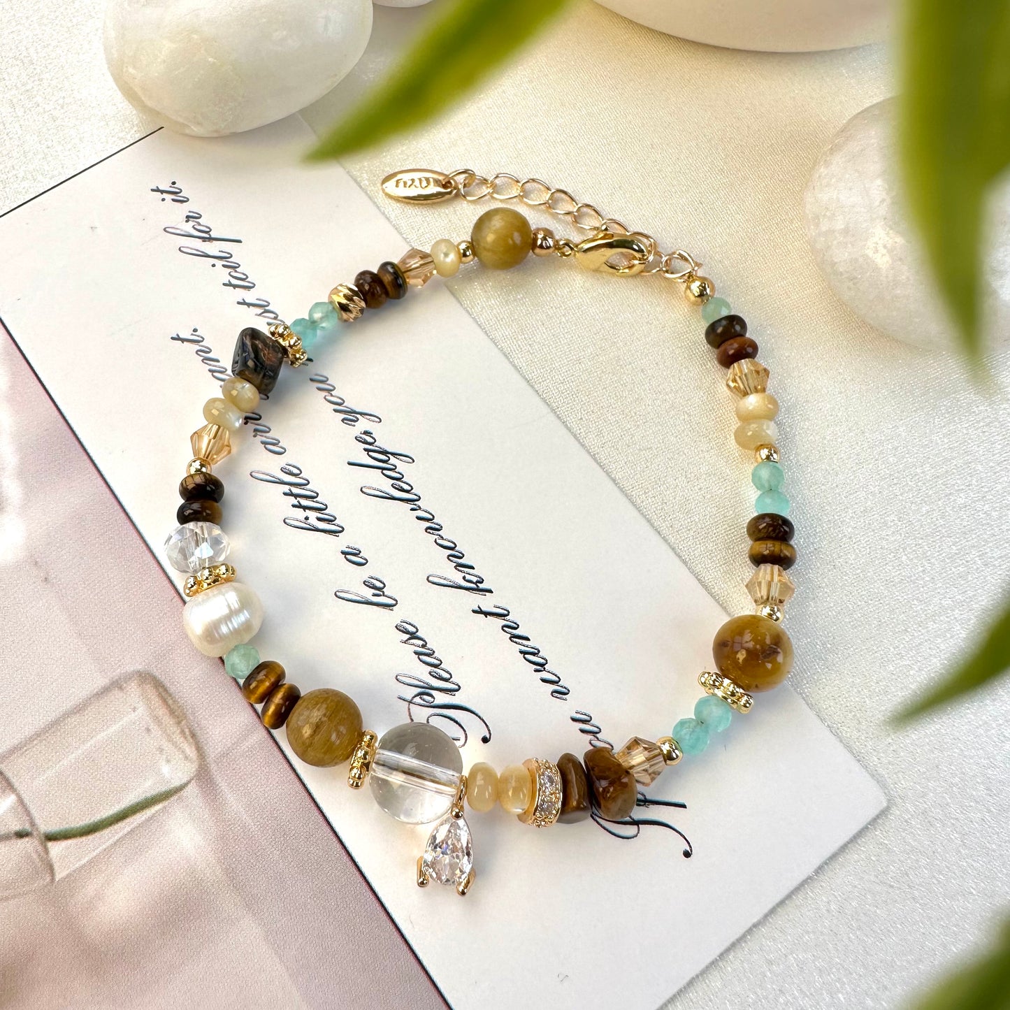 Contrast Tiger Eye Pearl Bracelet