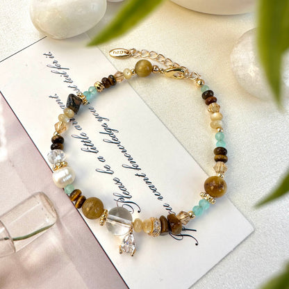Contrast Tiger Eye Pearl Bracelet
