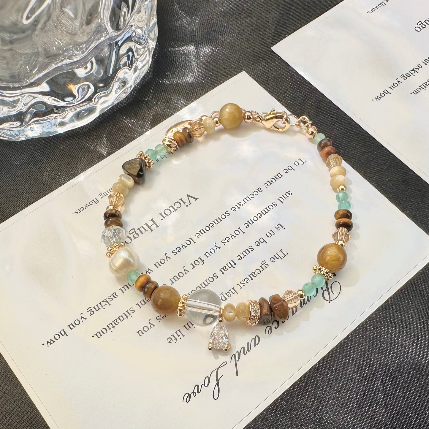 Contrast Tiger Eye Pearl Bracelet