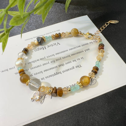 Contrast Tiger Eye Pearl Bracelet
