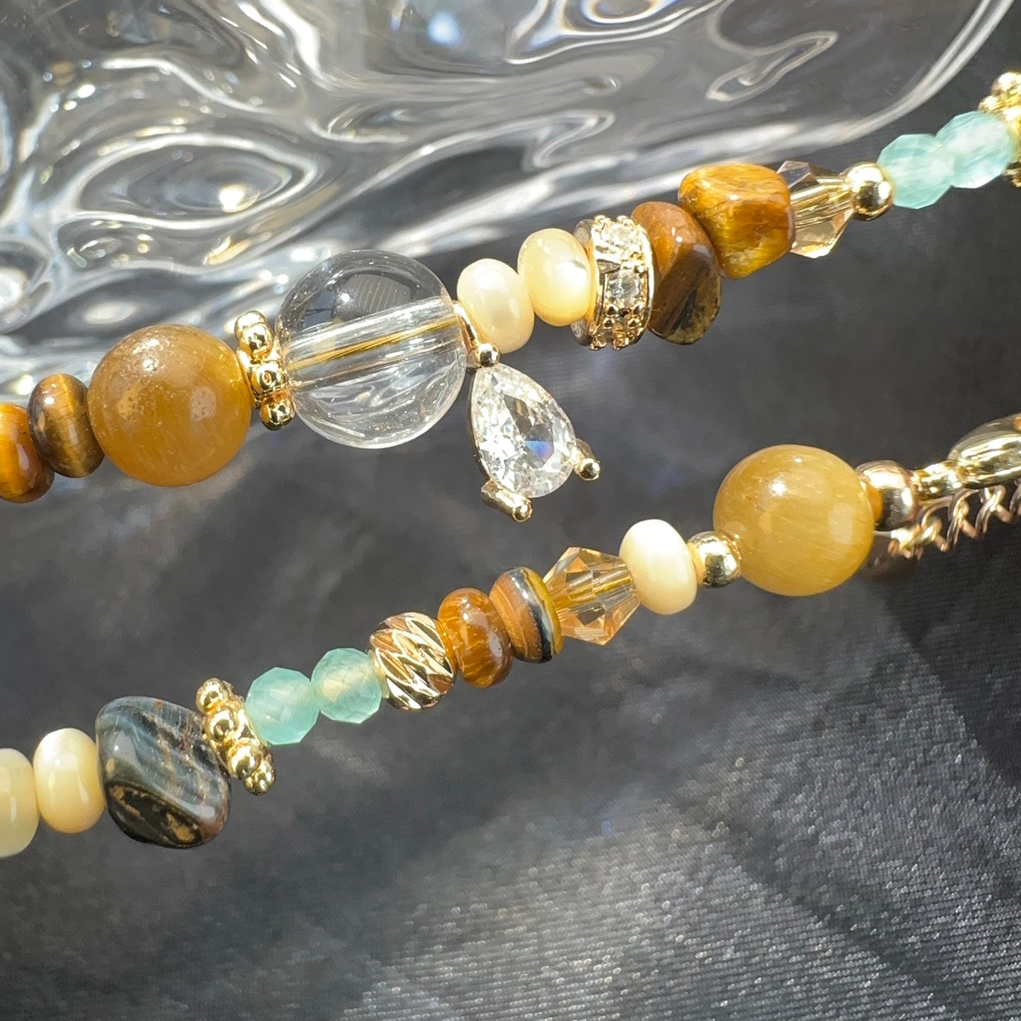 Contrast Tiger Eye Pearl Bracelet