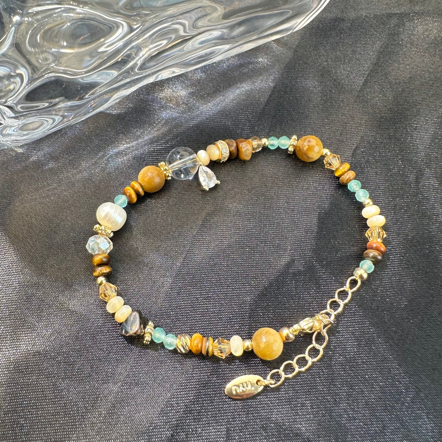 Contrast Tiger Eye Pearl Bracelet