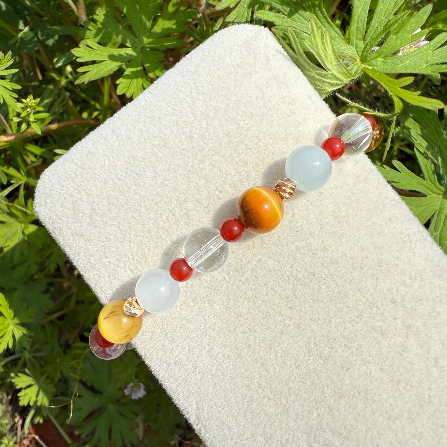 Golden Tiger Eye & Blue Jade Contrast Bracelet