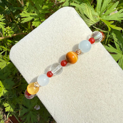 Golden Tiger Eye & Blue Jade Contrast Bracelet