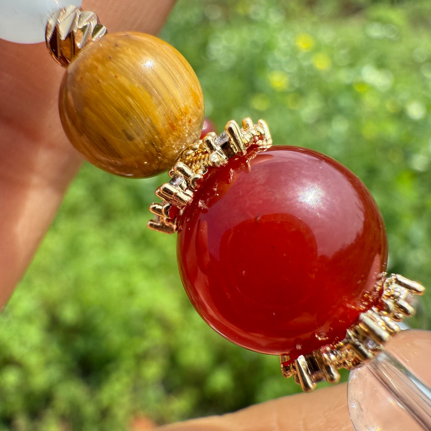 Golden Tiger Eye & Blue Jade Contrast Bracelet