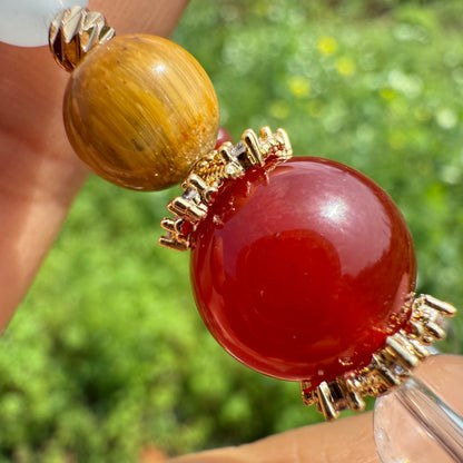 Golden Tiger Eye & Blue Jade Contrast Bracelet