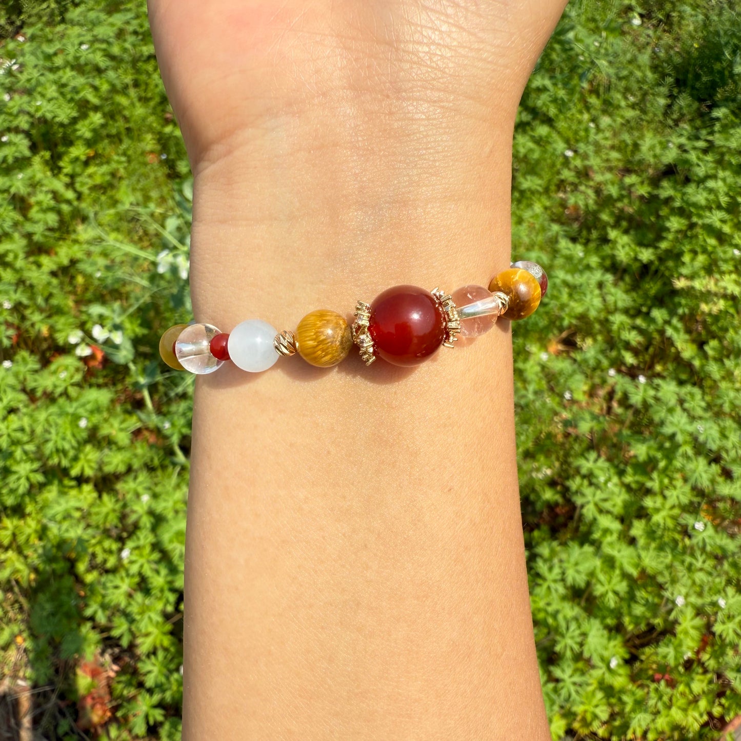 Golden Tiger Eye & Blue Jade Contrast Bracelet