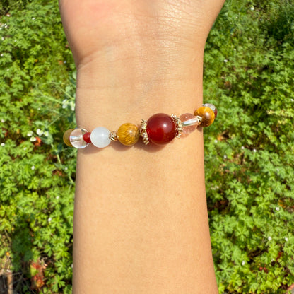 Golden Tiger Eye & Blue Jade Contrast Bracelet