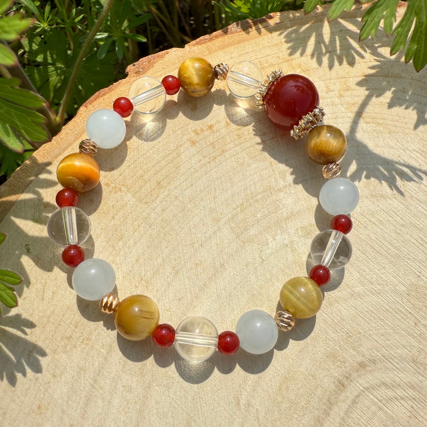 Golden Tiger Eye & Blue Jade Contrast Bracelet