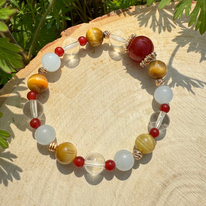 Golden Tiger Eye & Blue Jade Contrast Bracelet