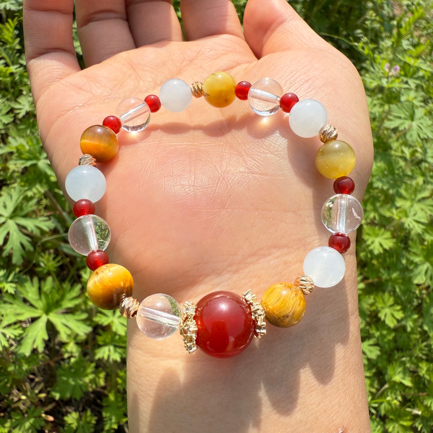 Golden Tiger Eye & Blue Jade Contrast Bracelet