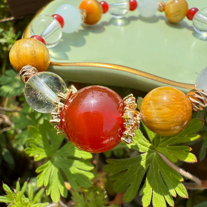 Golden Tiger Eye & Blue Jade Contrast Bracelet
