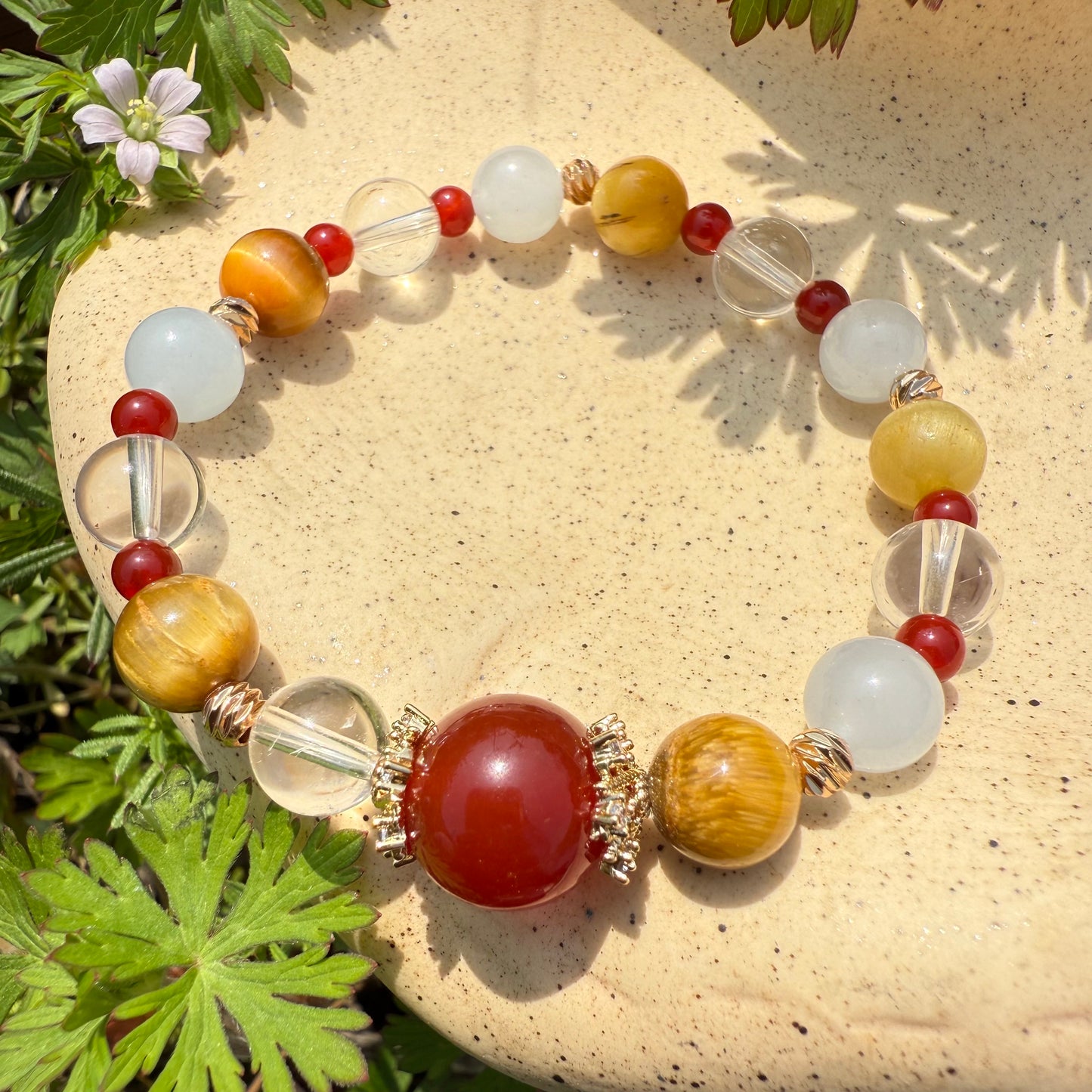 Golden Tiger Eye & Blue Jade Contrast Bracelet