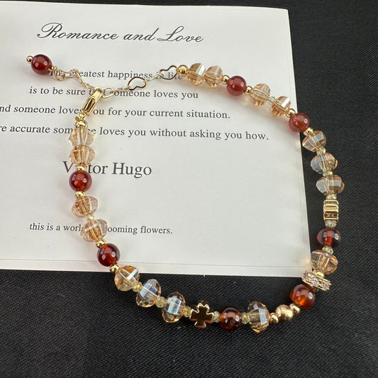 Autumn Clover Crystal Bracelet