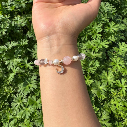 Rose Quartz Chip & Pearl Bracelet