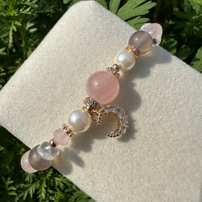 Rose Quartz Chip & Pearl Bracelet