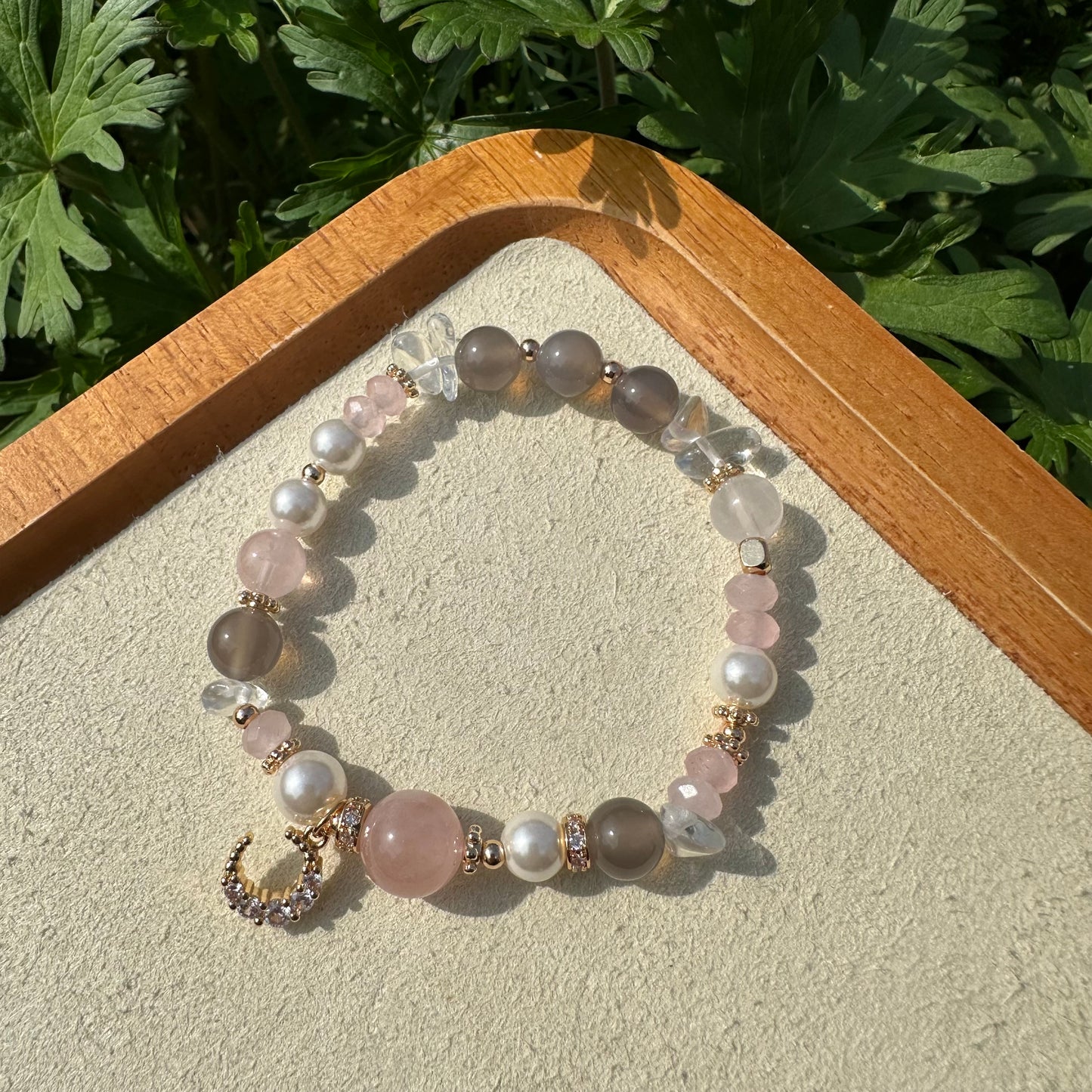 Rose Quartz Chip & Pearl Bracelet