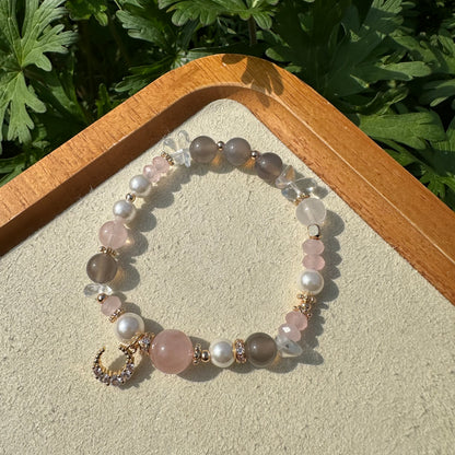 Rose Quartz Chip & Pearl Bracelet