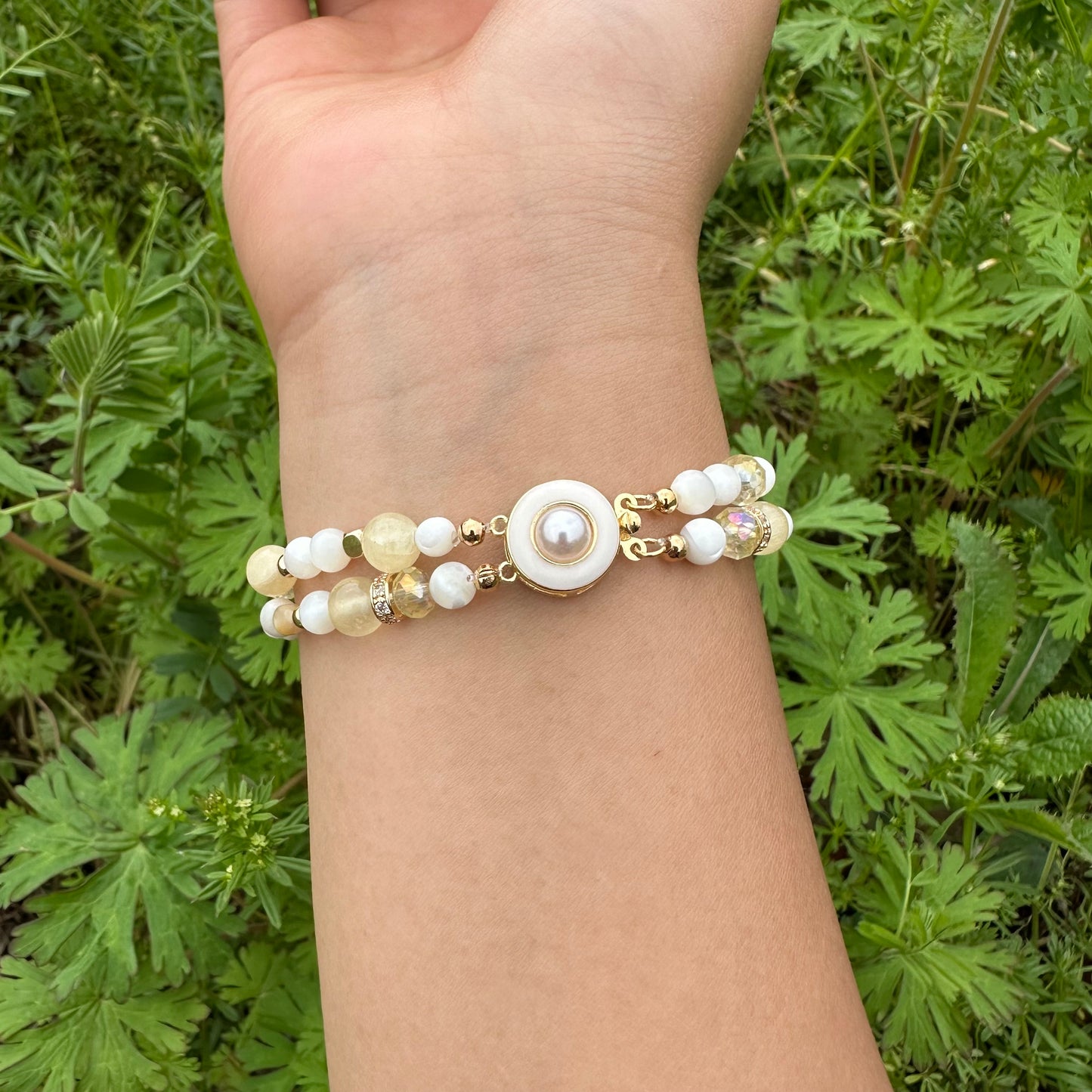 Delicate Shell Bead Double Wrap Bracelet