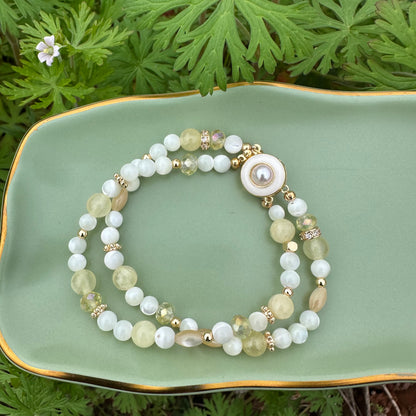 Delicate Shell Bead Double Wrap Bracelet