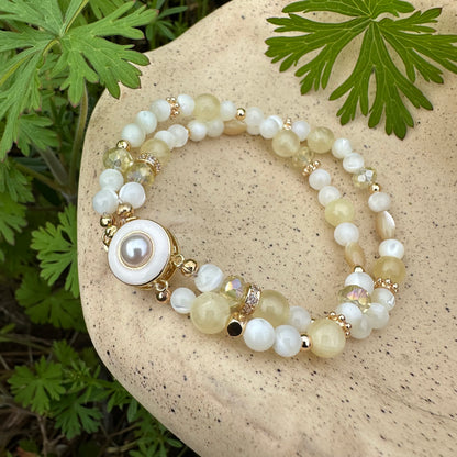 Delicate Shell Bead Double Wrap Bracelet