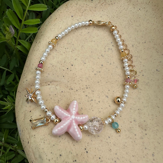 Pink Ceramic Star Bracelet