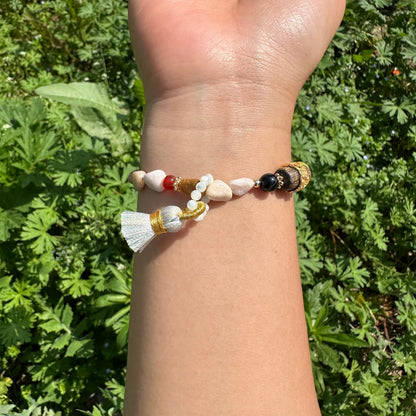 Gemstone Chip Tassel Bracelet