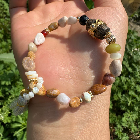 Gemstone Chip Tassel Bracelet