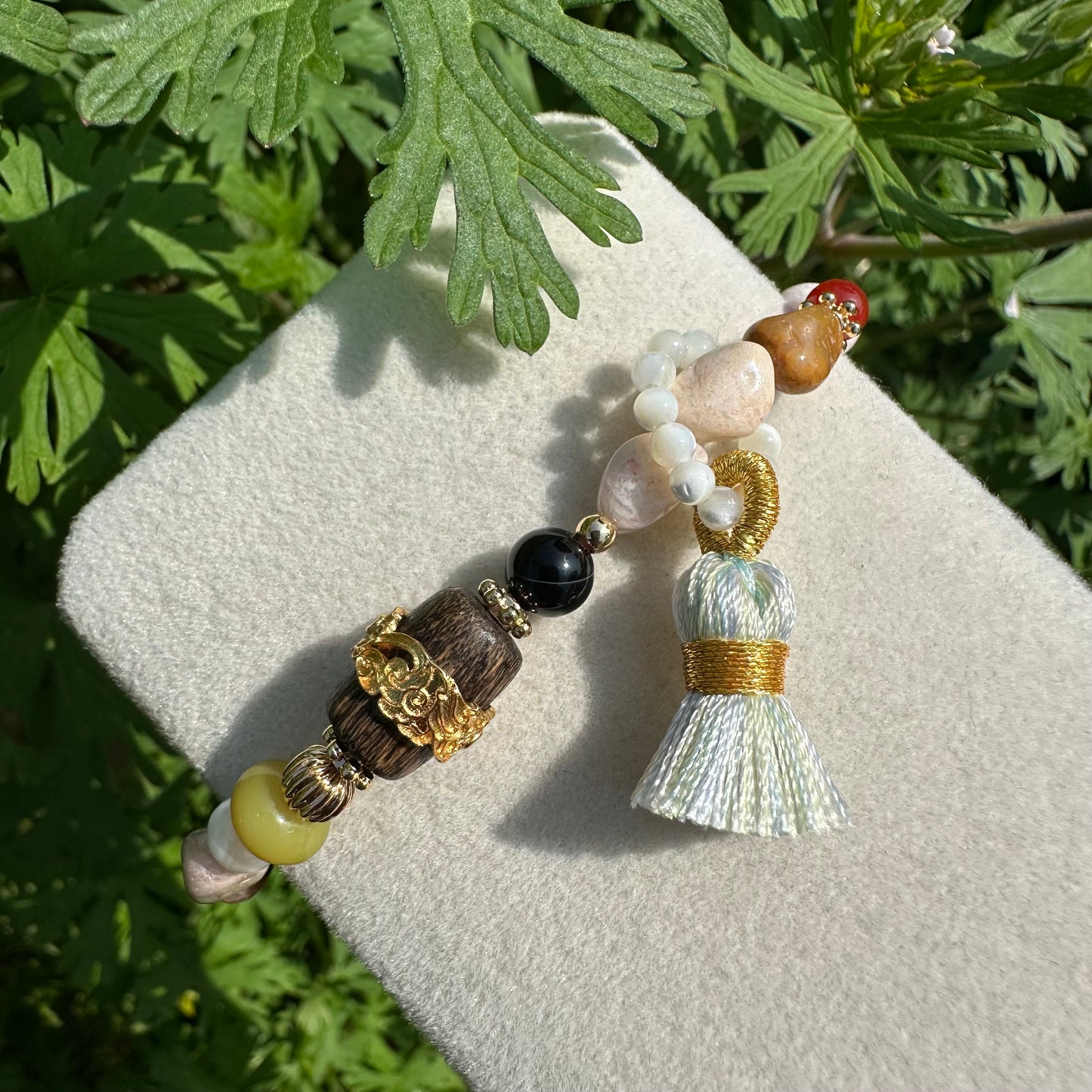 Gemstone Chip Tassel Bracelet