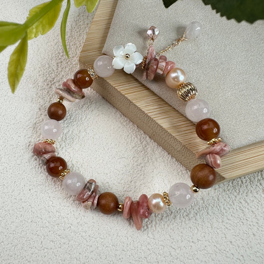 Pearl Flower Crystal Chip Bracelet