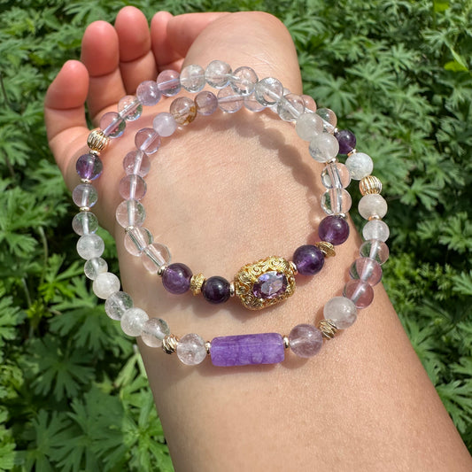 Natural Amethyst Double Wrap Bracelet