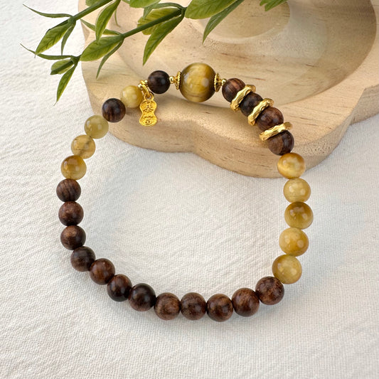 Agarwood & Golden Tiger Eye Bracelet