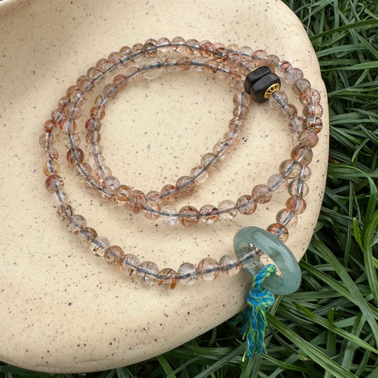Black Super Seven & Jade Triple Wrap Bracelet