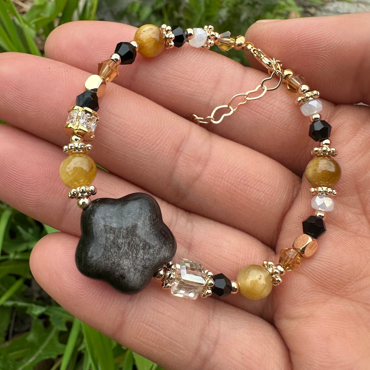 Tiger’s Eye Beaded Bracelet with Star Charm