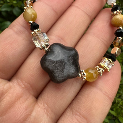 Tiger’s Eye Beaded Bracelet with Star Charm