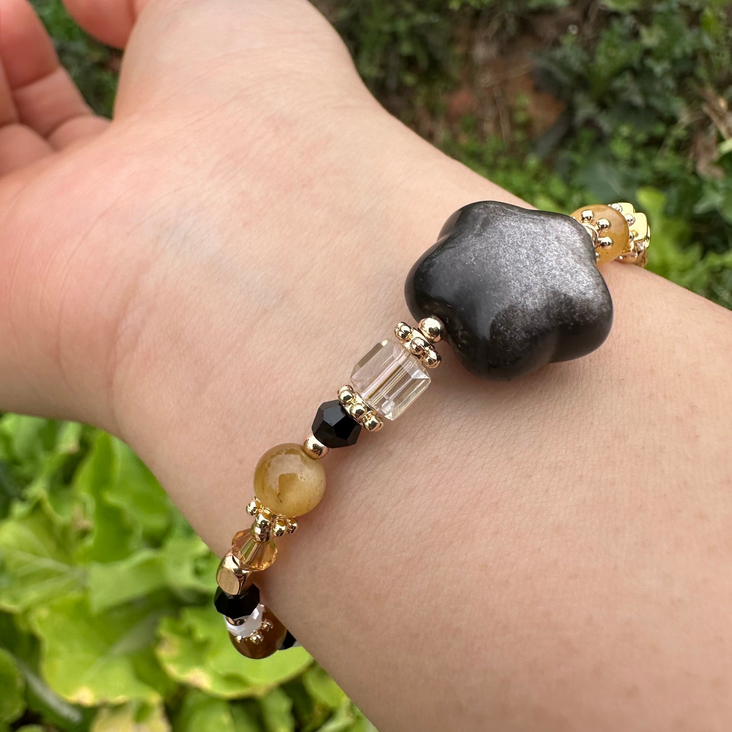 Tiger’s Eye Beaded Bracelet with Star Charm
